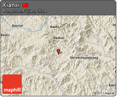 Shaded Relief 3D Map of Xianxi