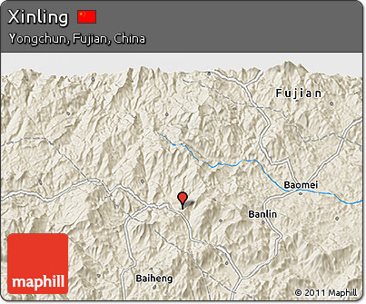 Shaded Relief 3D Map of Xinling