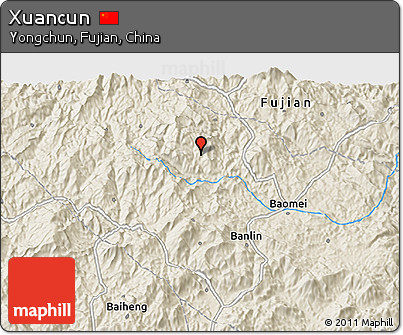 Shaded Relief 3D Map of Xuancun