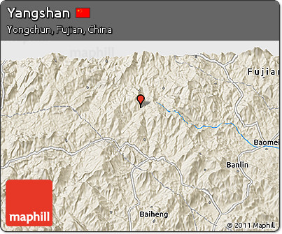 Shaded Relief 3D Map of Yangshan
