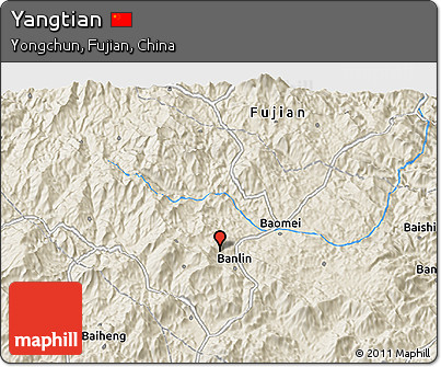 Shaded Relief 3D Map of Yangtian