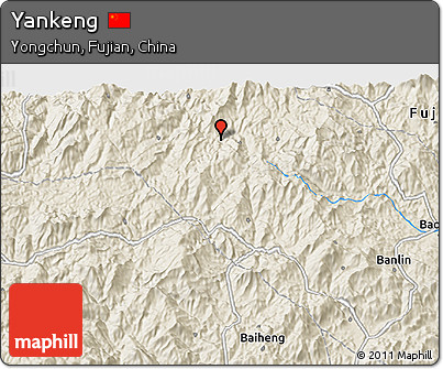 Shaded Relief 3D Map of Yankeng