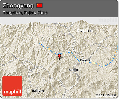 Shaded Relief 3D Map of Zhongyang