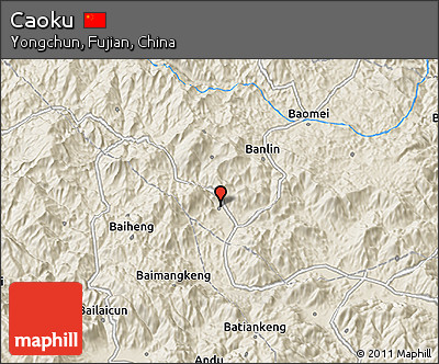 Shaded Relief 3D Map of Caoku