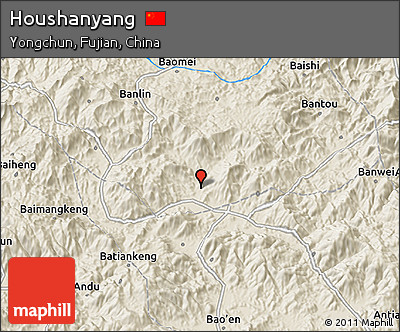 Shaded Relief 3D Map of Houshanyang