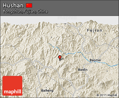 Shaded Relief 3D Map of Hushan