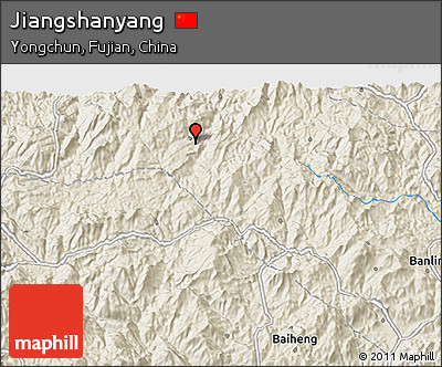 Shaded Relief 3D Map of Jiangshanyang