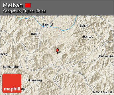 Shaded Relief 3D Map of Meiban