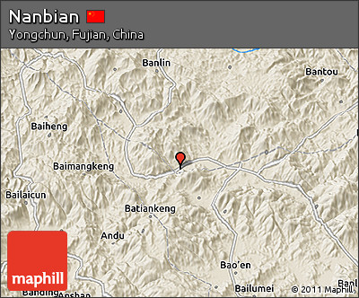 Shaded Relief 3D Map of Nanbian