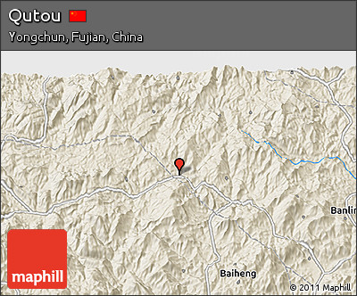 Shaded Relief 3D Map of Qutou