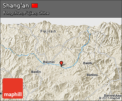 Shaded Relief 3D Map of Shang'an