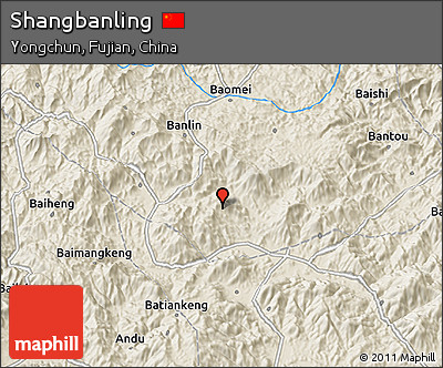 Shaded Relief 3D Map of Shangbanling