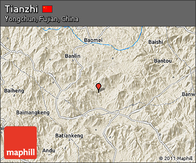 Shaded Relief 3D Map of Tianzhi