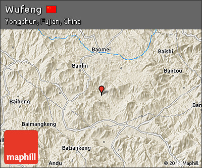 Shaded Relief 3D Map of Wufeng