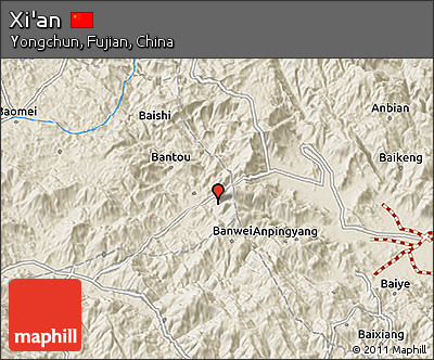 Shaded Relief 3D Map of Xi'an