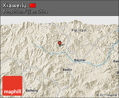 Shaded Relief 3D Map of Xiaweilu