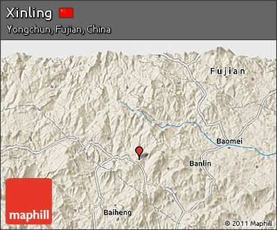 Shaded Relief 3D Map of Xinling