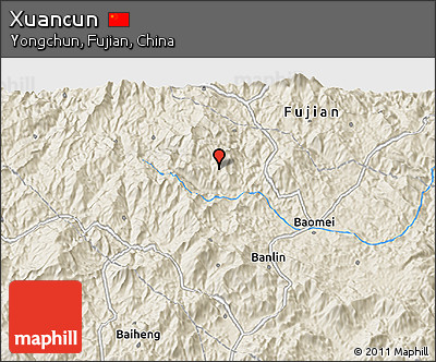 Shaded Relief 3D Map of Xuancun