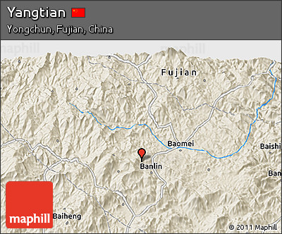 Shaded Relief 3D Map of Yangtian