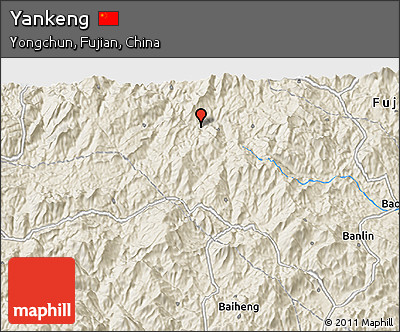 Shaded Relief 3D Map of Yankeng