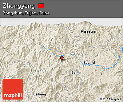 Shaded Relief 3D Map of Zhongyang