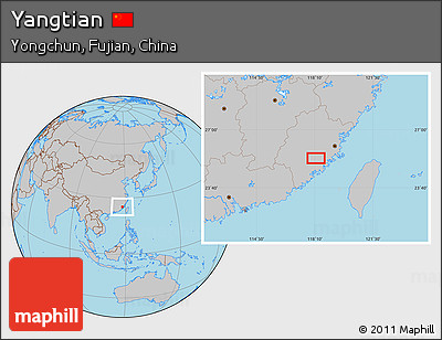 Gray Location Map of Yangtian