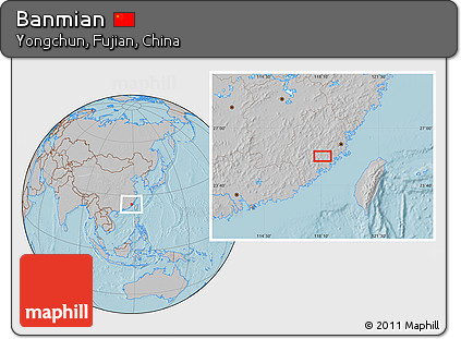 Gray Location Map of Banmian, hill shading