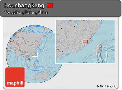 Gray Location Map of Houchangkeng, hill shading