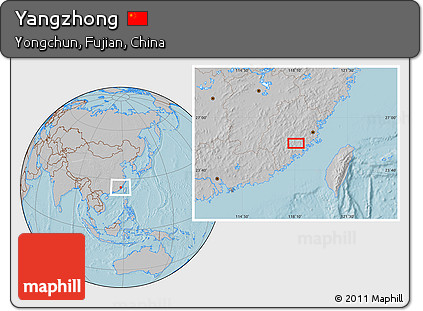Gray Location Map of Yangzhong, hill shading