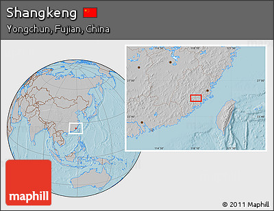 Gray Location Map of Shangkeng, hill shading