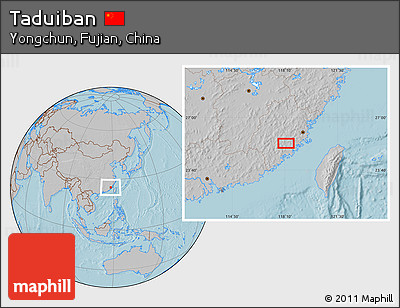Gray Location Map of Taduiban, hill shading