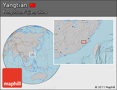 Gray Location Map of Yangtian, hill shading