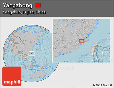 Gray Location Map of Yangzhong, hill shading