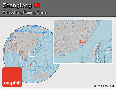 Gray Location Map of Zhanglong, hill shading