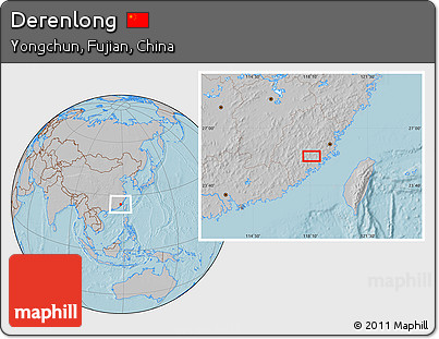 Gray Location Map of Derenlong, hill shading