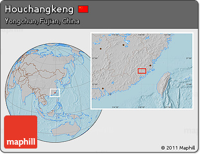 Gray Location Map of Houchangkeng, hill shading