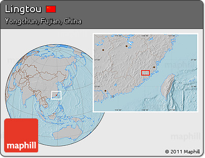 Gray Location Map of Lingtou, hill shading