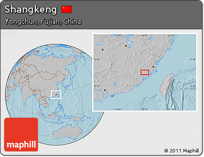 Gray Location Map of Shangkeng, hill shading
