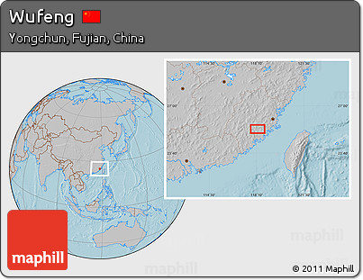 Gray Location Map of Wufeng, hill shading