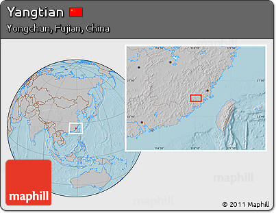 Gray Location Map of Yangtian, hill shading