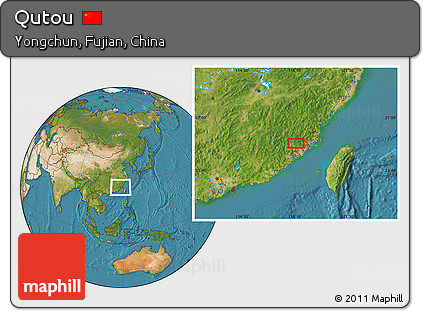 Satellite Location Map of Qutou