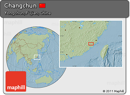 Savanna Style Location Map of Changchun, hill shading