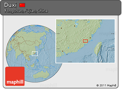 Savanna Style Location Map of Duxi, hill shading