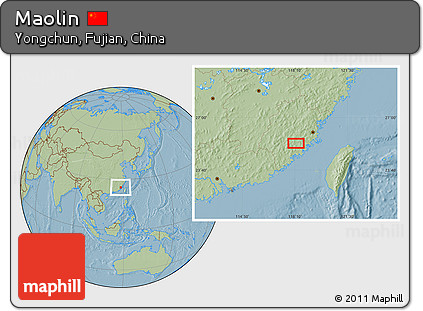 Savanna Style Location Map of Maolin, hill shading