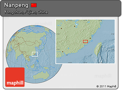 Savanna Style Location Map of Nanpeng, hill shading