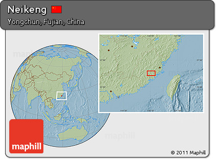 Savanna Style Location Map of Neikeng, hill shading