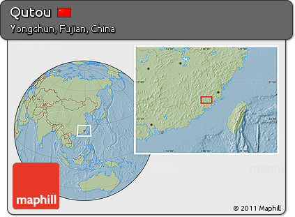 Savanna Style Location Map of Qutou, hill shading