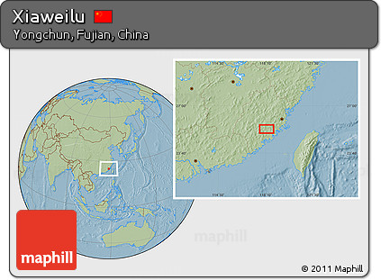Savanna Style Location Map of Xiaweilu, hill shading