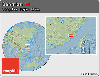 Savanna Style Location Map of Banmian, hill shading
