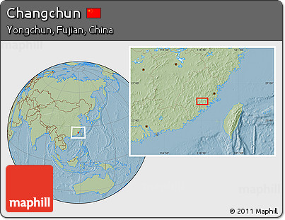 Savanna Style Location Map of Changchun, hill shading
